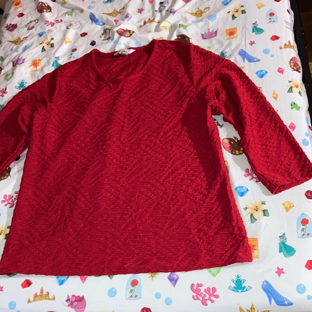 Alia Textured Red Long Sleeve Kids Tee